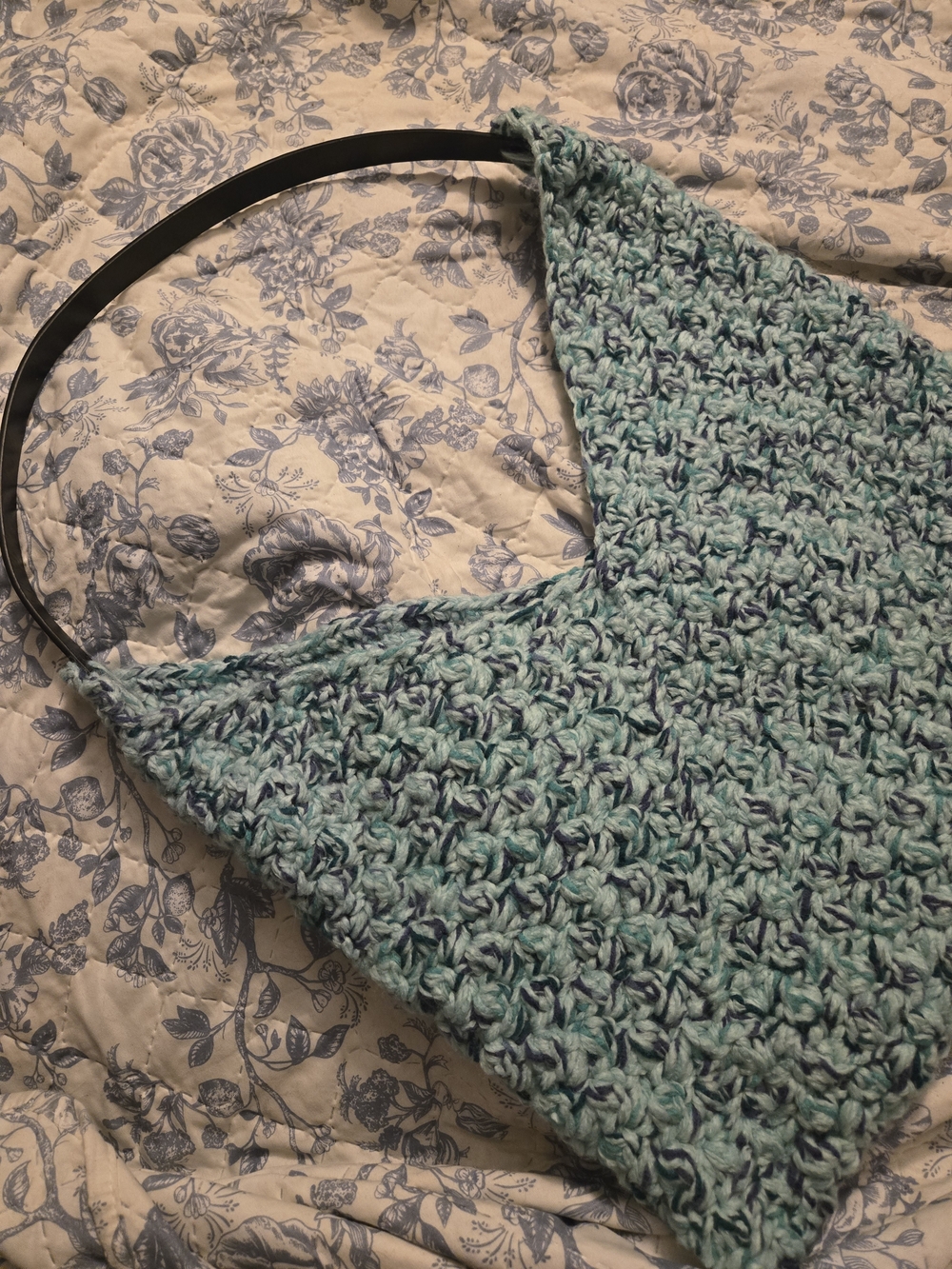 Handmade Crochet Shoulder Bag in Aqua Mix